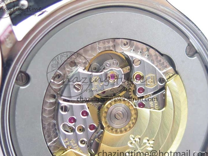 MIROTIME 0122 Practical Calatrava 5524 Pilot Travel Time SS GRF Blue Dial on Black Leather Strap A324 V 7107